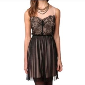 UO Pins and Needles Pink and Black Lace Dress